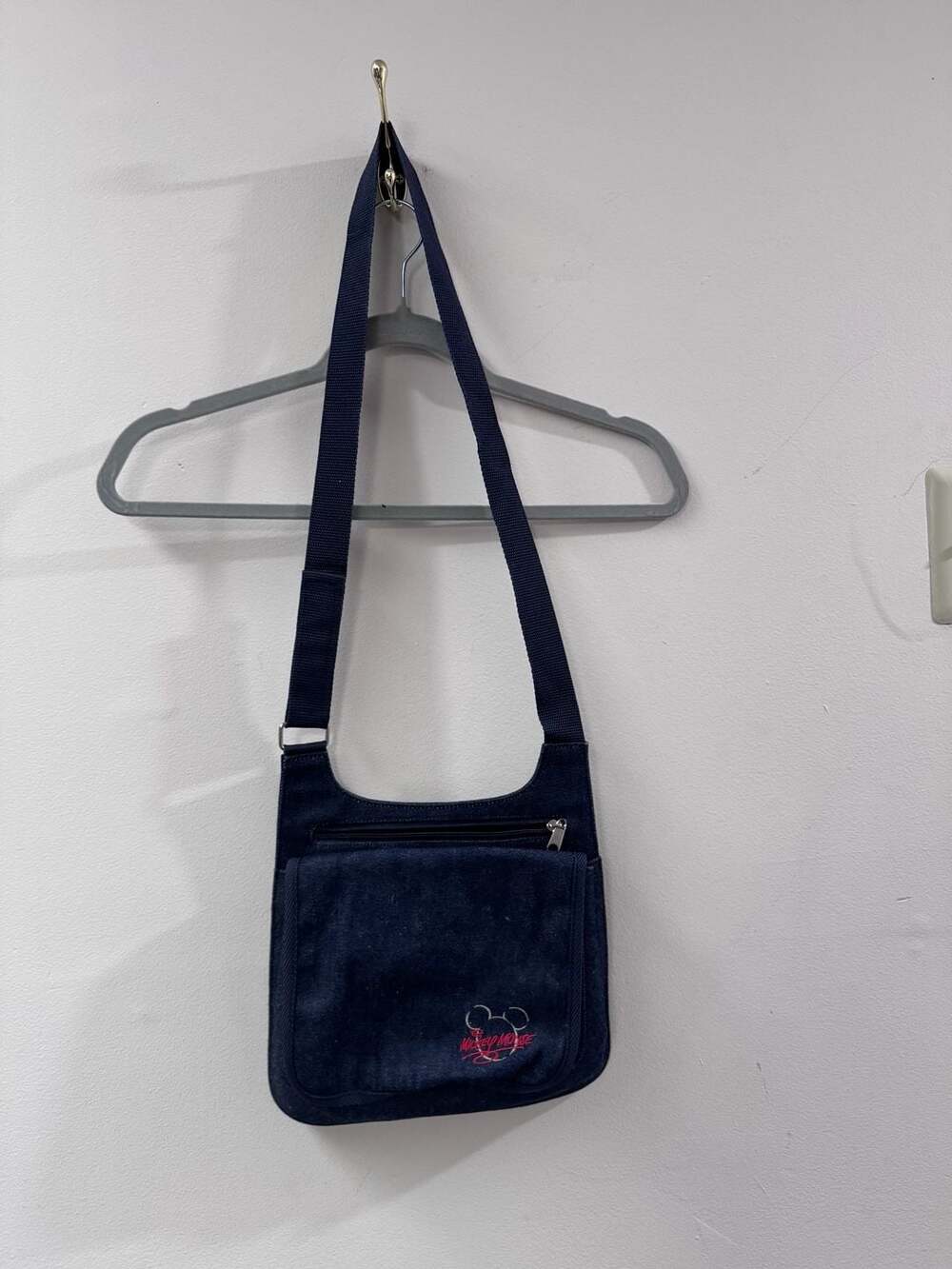 Disney Mickey Mouse Embroidered Denim Crossbody Messenger Bag